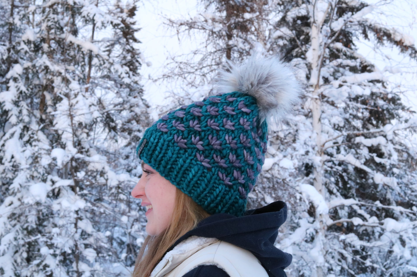 Merino wool lotus knit hat