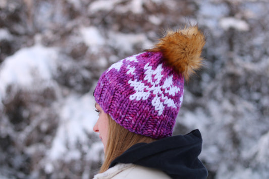 Merino Wool Knit Skiland (snowflake) Hat