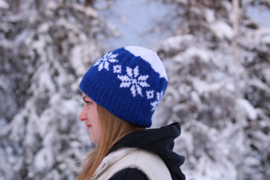 Knit Fleece Lined Alyeska (snowflake) Hat