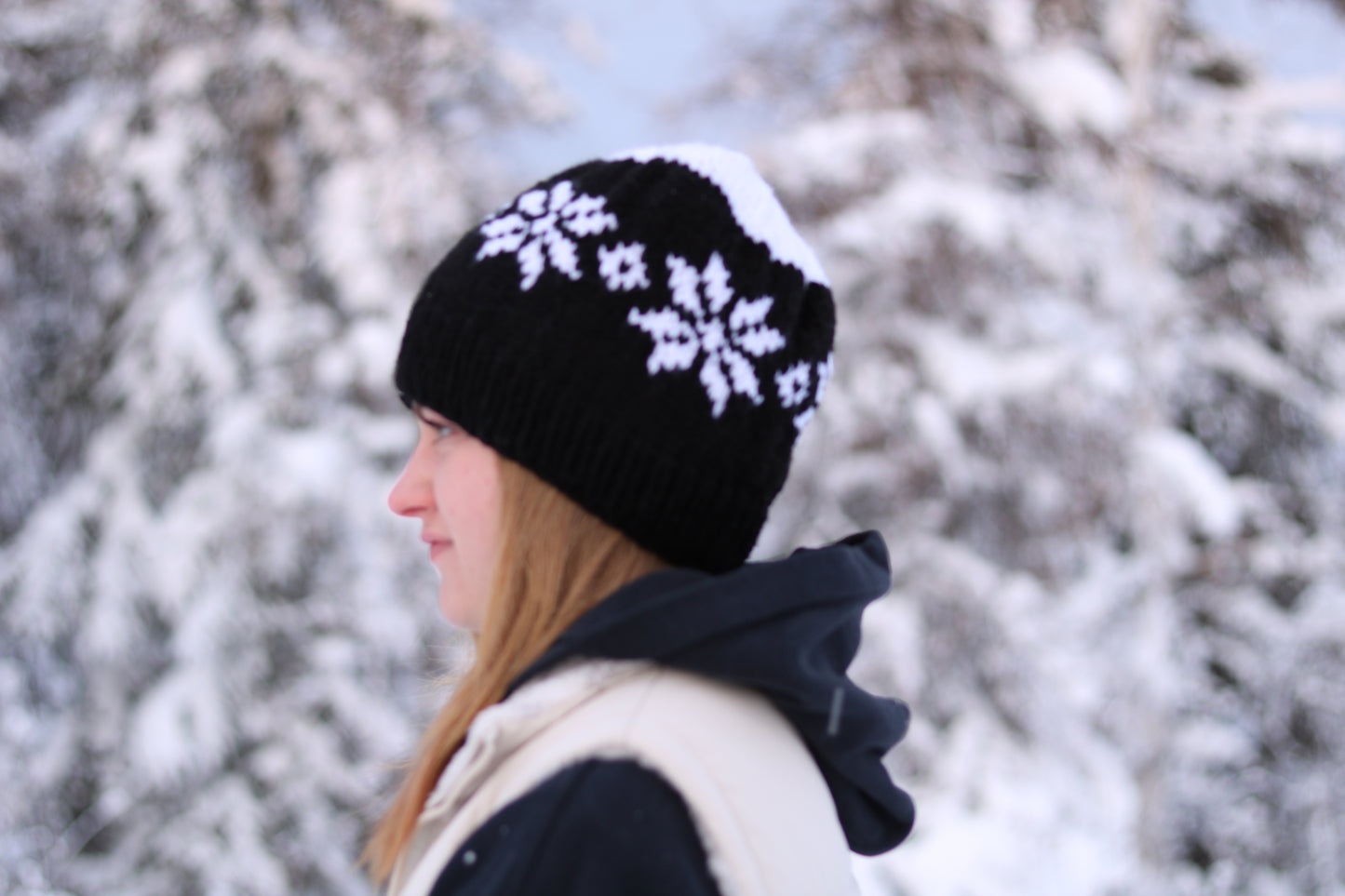 Knit Fleece Lined Alyeska (snowflake) Hat