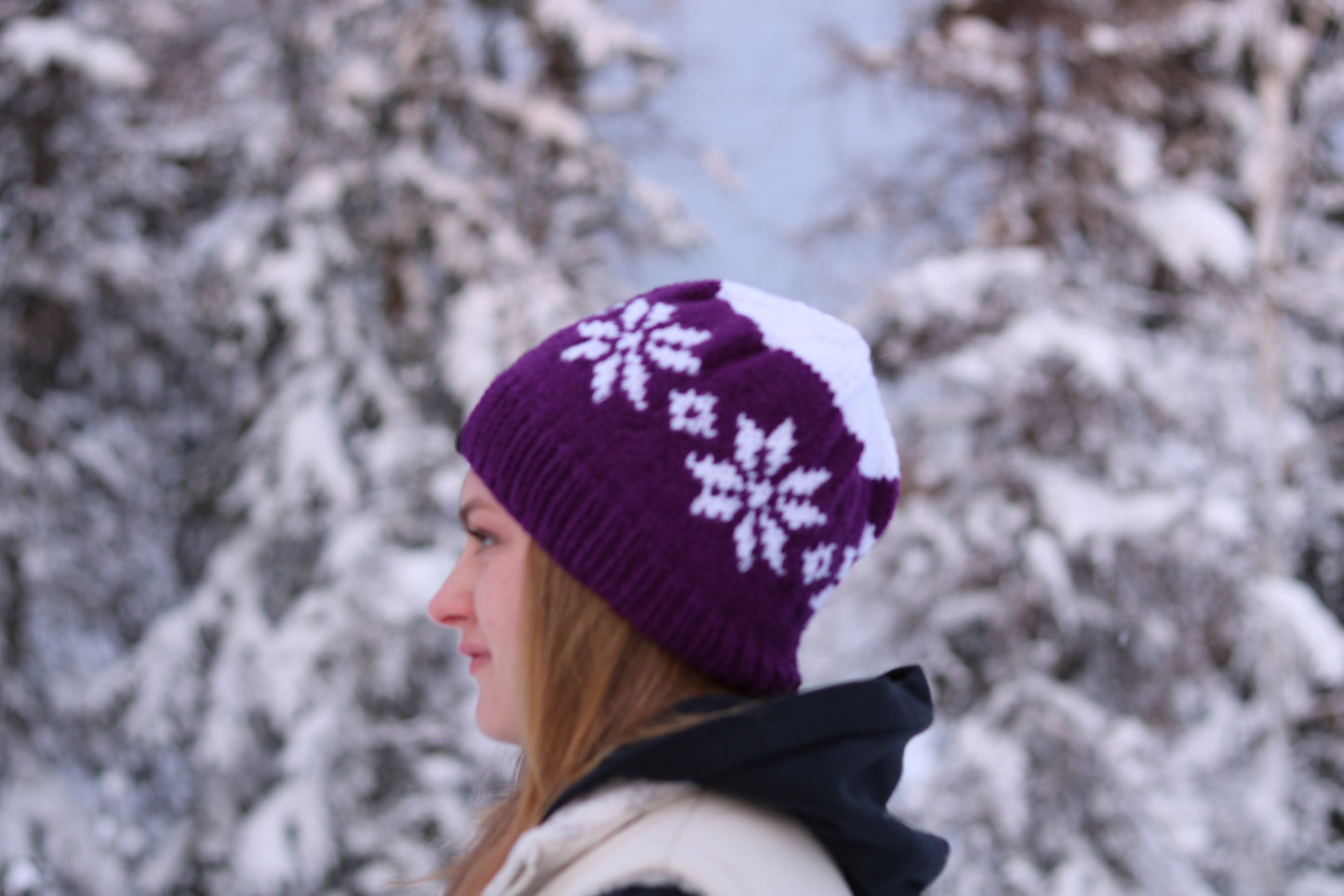 Knit Fleece Lined Alyeska (snowflake) Hat