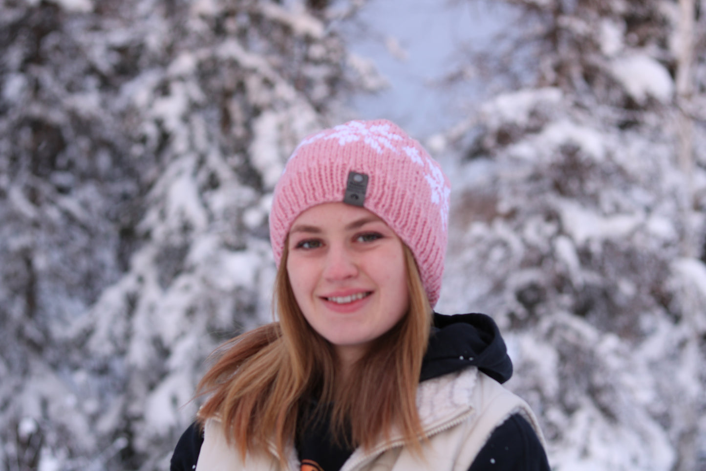 Pink Knit Fleece Lined Alyeska (snowflake) Hat