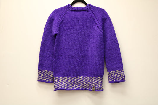 Purple and Gray Chevron Knit Sweater