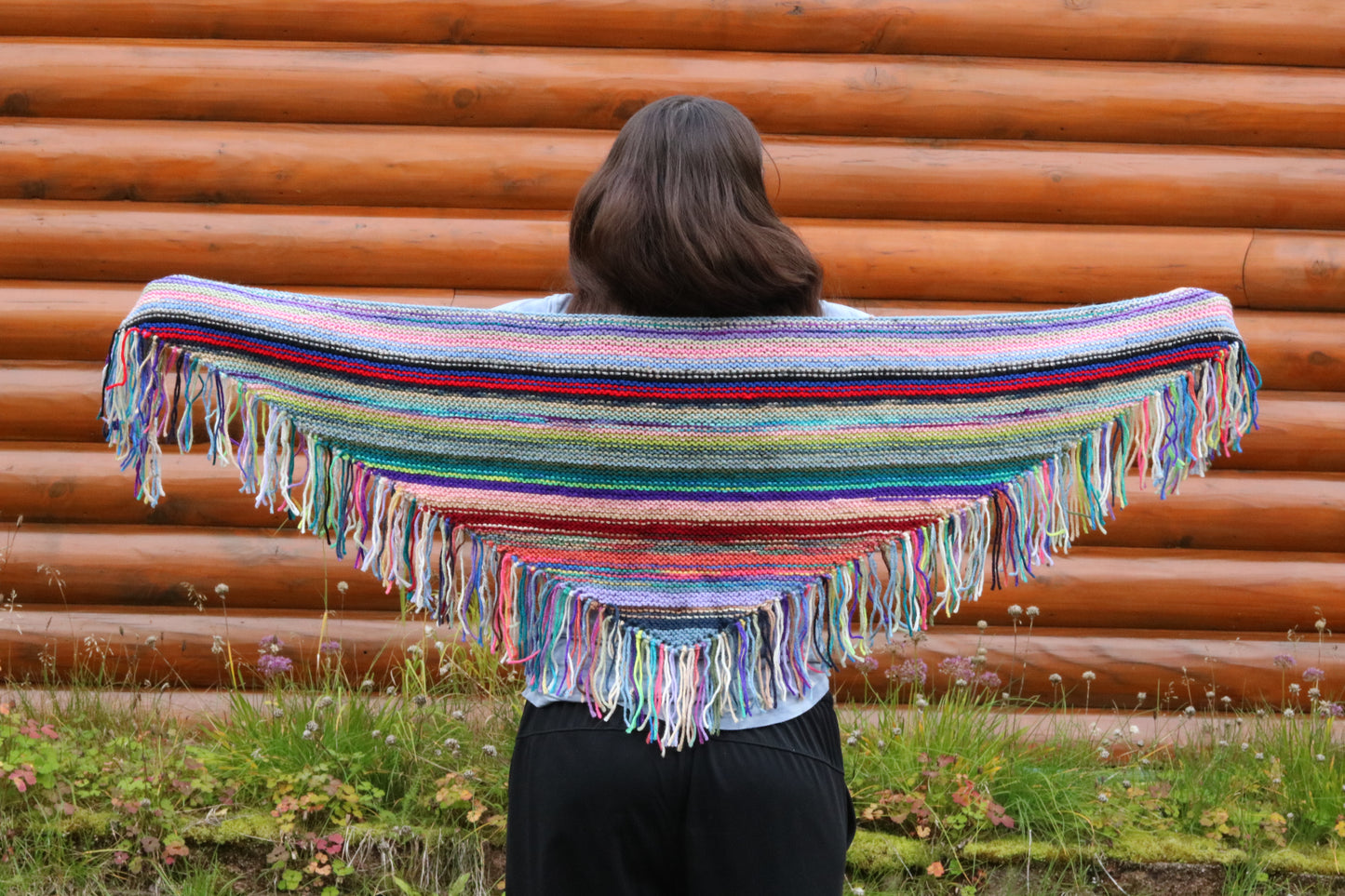 Knit Triangle Shawl (Multicolor)