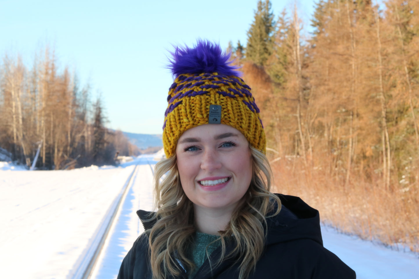 Purple and Gold Lotus Hat (Merino Wool)