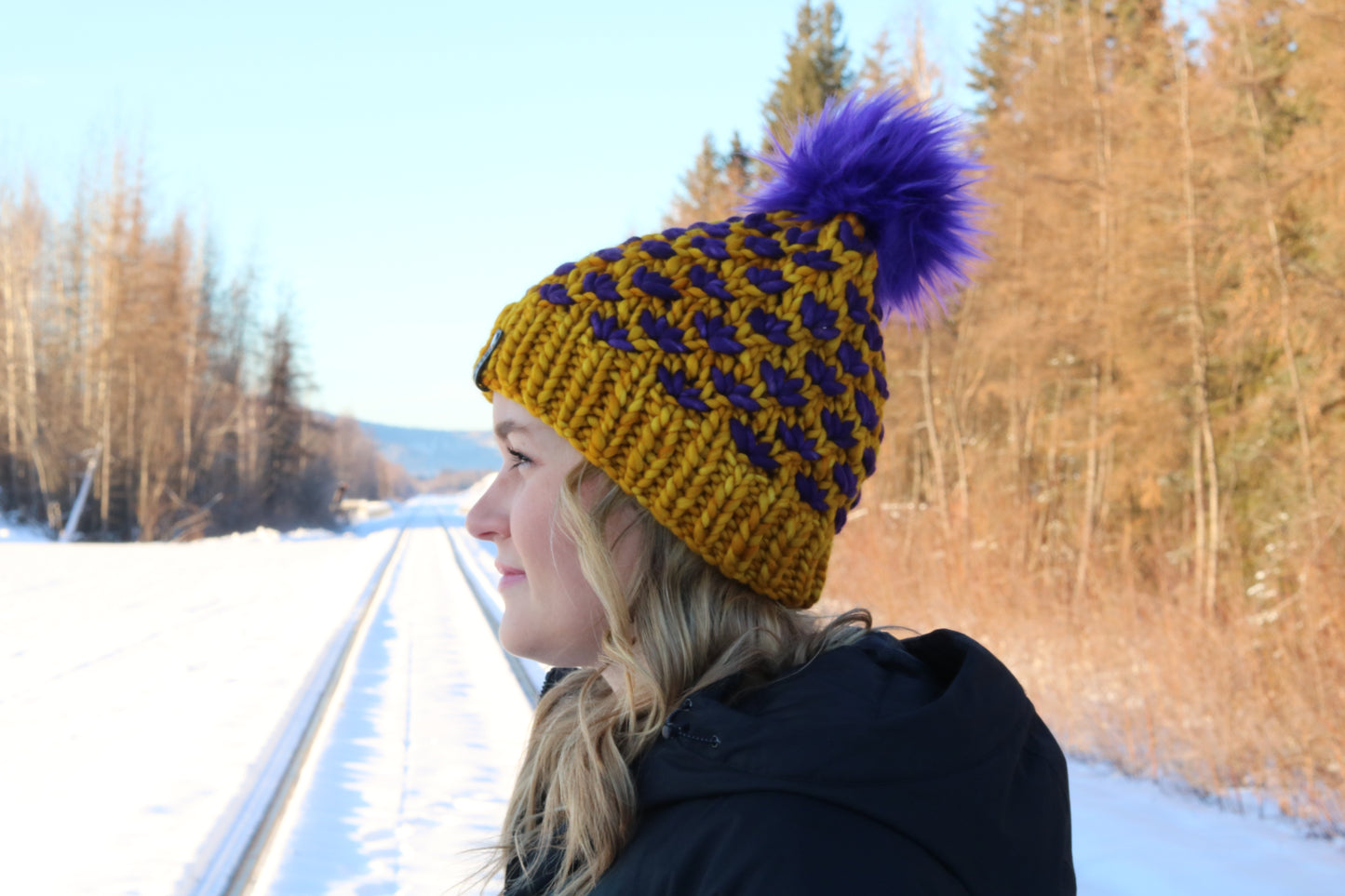 Purple and Gold Lotus Hat (Merino Wool)