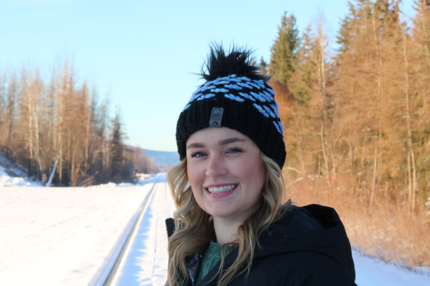 Blue and Black Lotus Hat (Merino Wool)