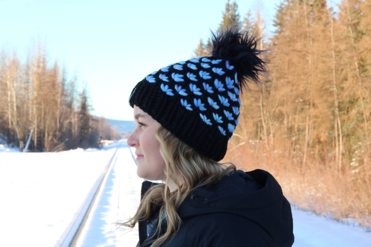 Blue and Black Lotus Hat (Merino Wool)