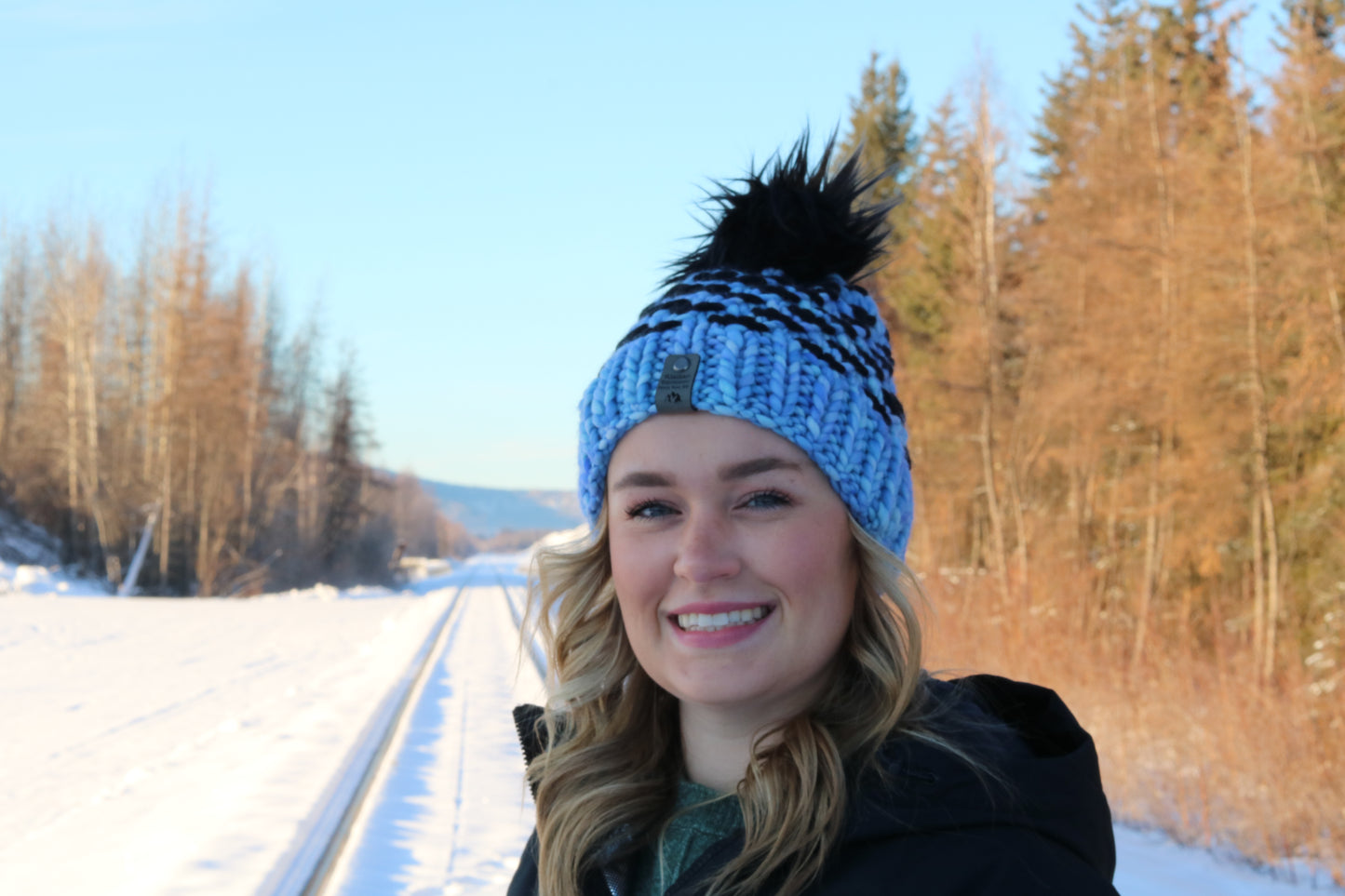 Blue and Black Lotus Hat (Merino Wool)