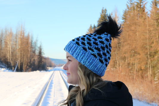 Blue and Black Lotus Hat (Merino Wool)