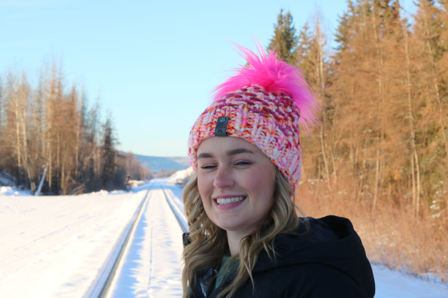 Neon Pink Lotus Hat (Merino Wool)