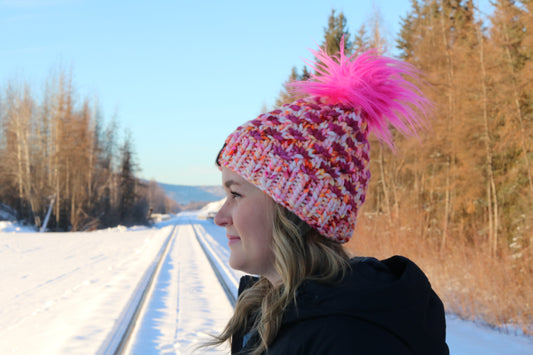 Neon Pink Lotus Hat (Merino Wool)