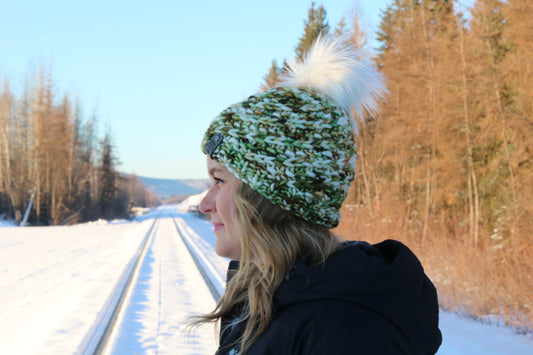 Green and Brown Knit Hat (Merino Wool)