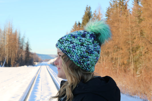 Purple and Green Hat (Merino Wool)