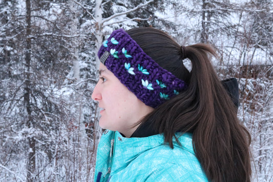 Purple & Blue Lotus Headband (Merino Wool)