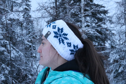 Alyeska Snowflake Headband (Dark Blue & White)