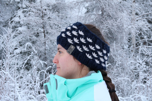 Chunky Knit Lotus Headbands (Navy Blue & Black options)