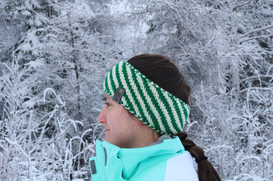 Candy Cane Striped Headband (Green & Cream)