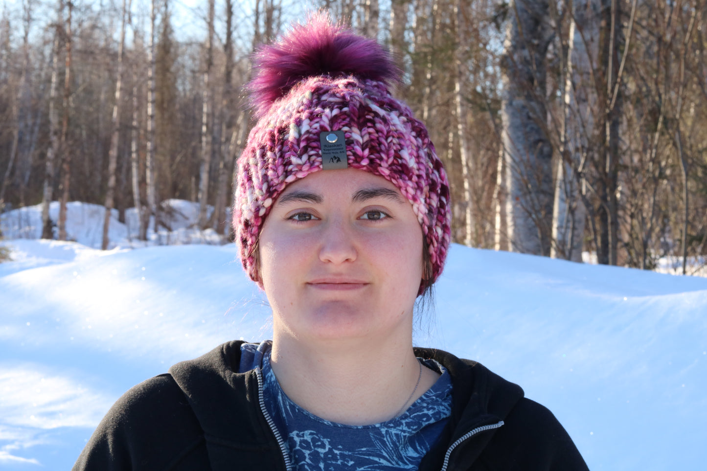 Pink & Purple Alaskan Cables Hat (Merino Wool)