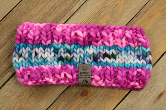 Pink & Blue Headband (Merino Wool)