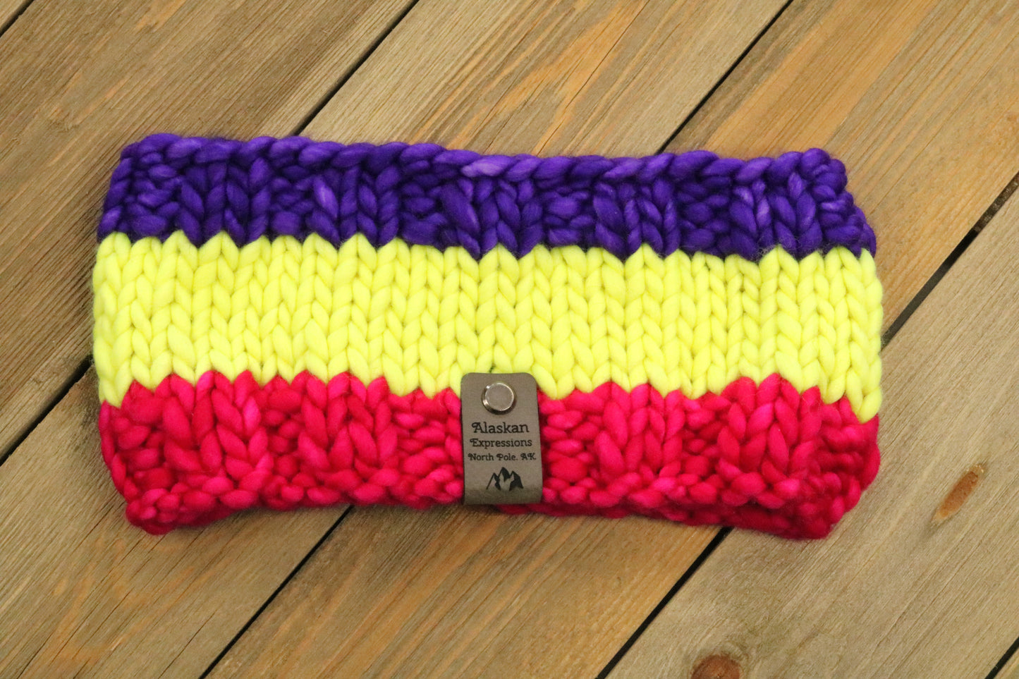 Neon Purple, Yellow, & Pink Headband (Merino Wool)