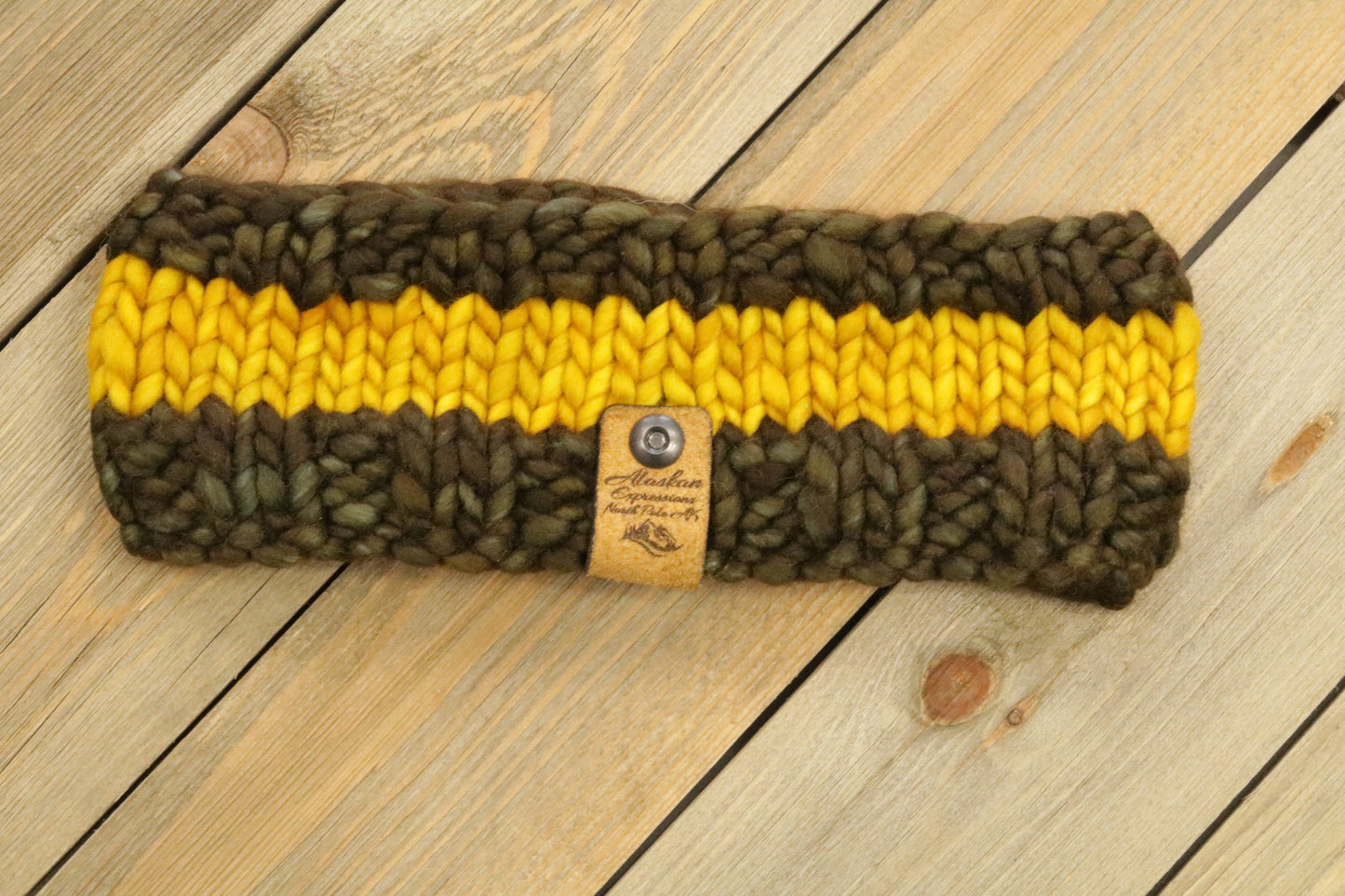 Forest Green & Mustard Yellow Headband (Merino Wool)