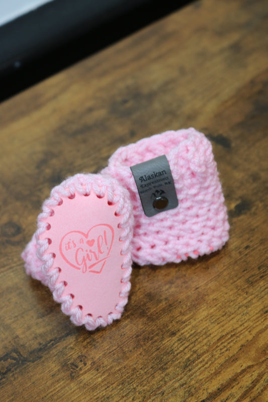 Pink Baby Girl Booties: 0-3 months