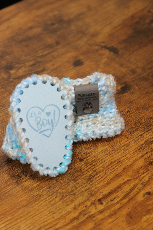 Blue Baby Boy Booties: 0-3 months