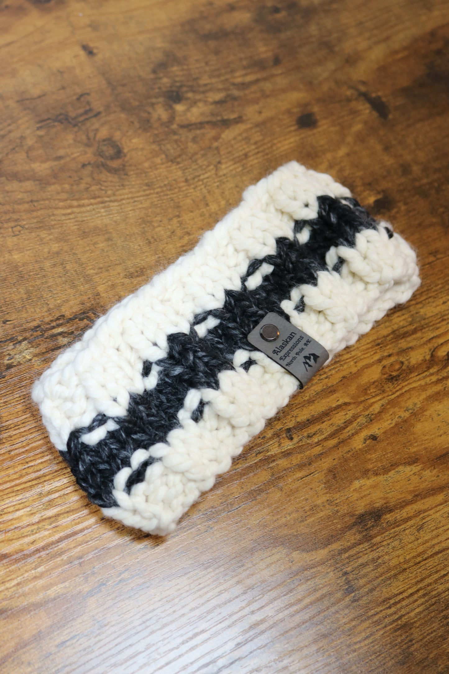 Cream & Gray Knit Headband