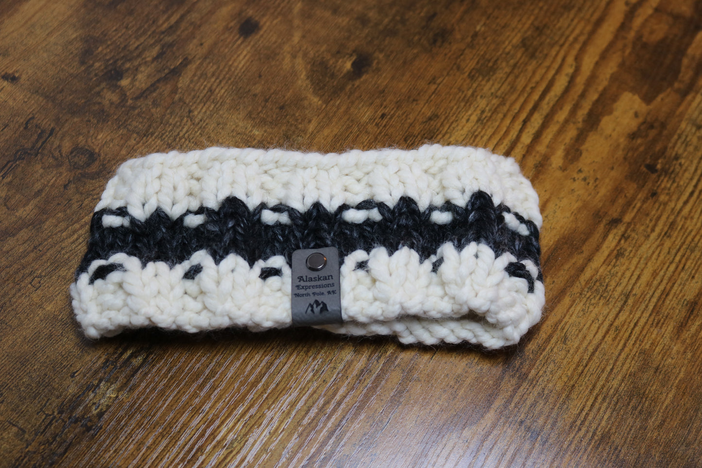 Cream & Gray Knit Headband