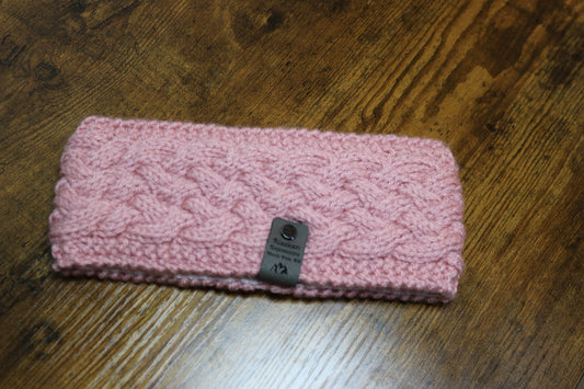 Light Pink Fleece Lined Celtic Cable Headband