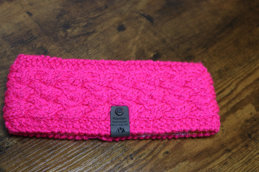Hot Pink Shimmer Celtic Cable Headband