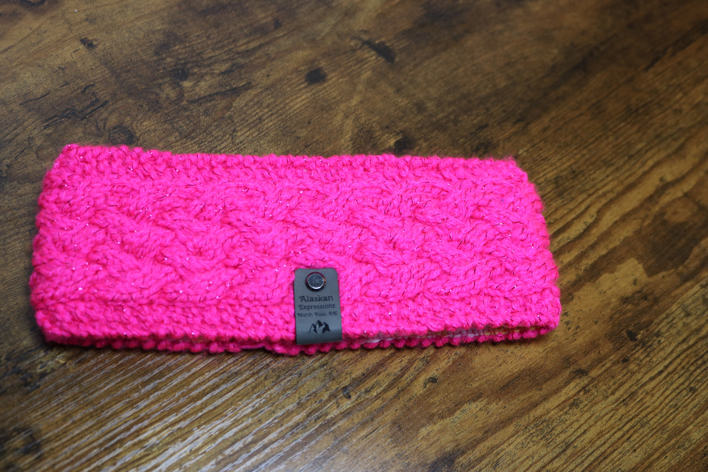 Hot Pink Shimmer Celtic Cable Headband