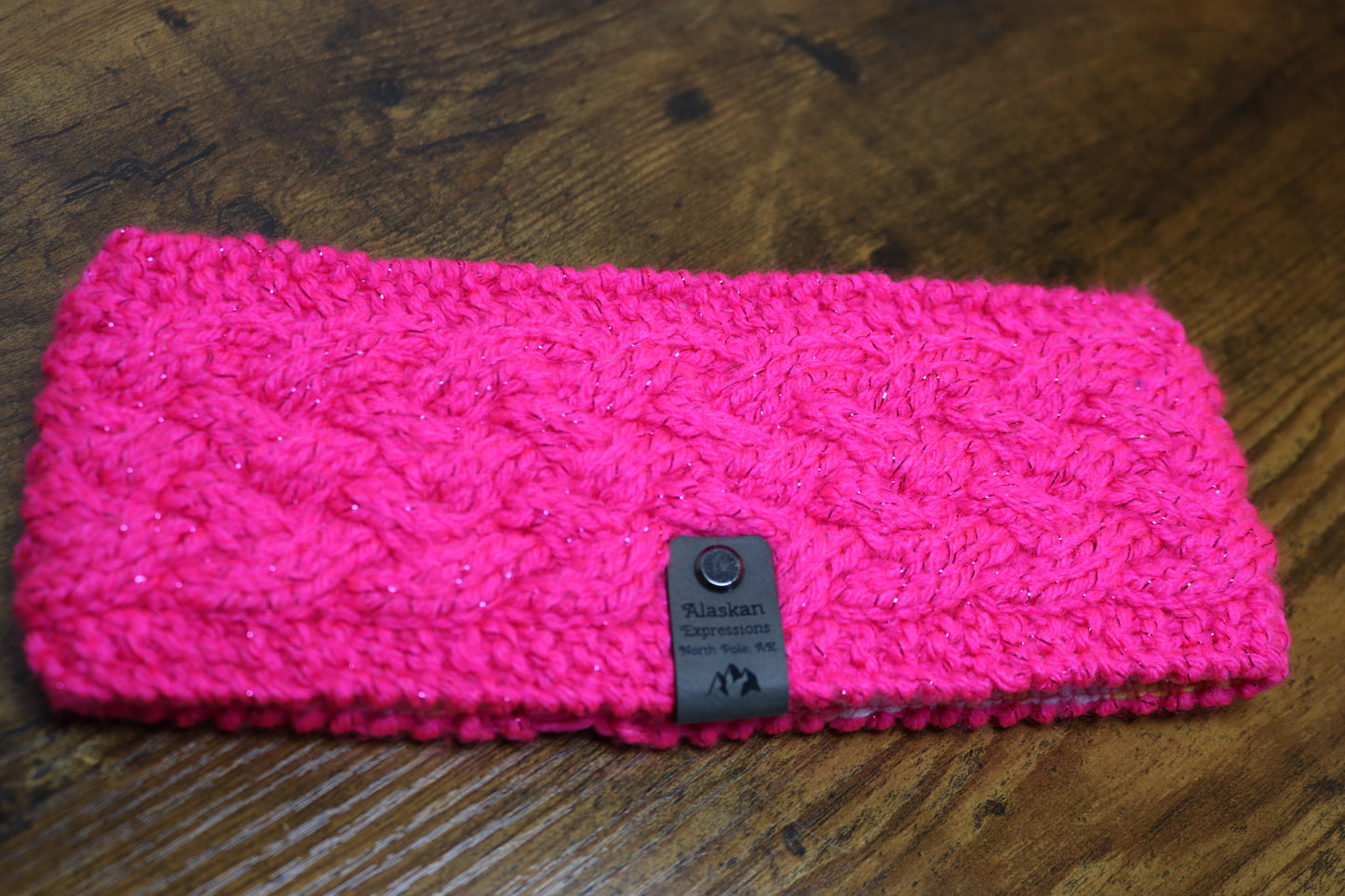 Hot Pink Shimmer Celtic Cable Headband