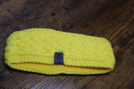 Yellow Fleece Lined Celtic Cable Headband