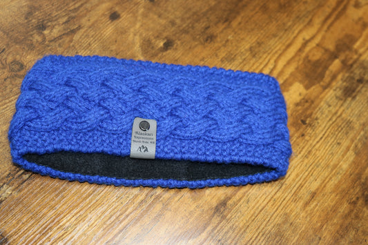 Blue Fleece Lined Celtic Cable Headband