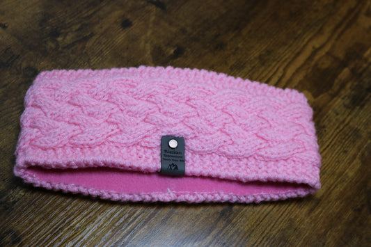 Pink Fleece Lined Celtic Cable Headband