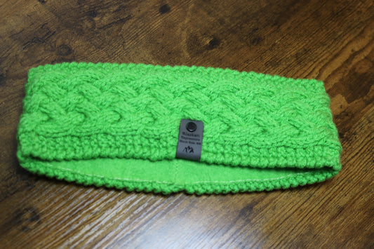 Green Fleece Lined Celtic Cable Headband