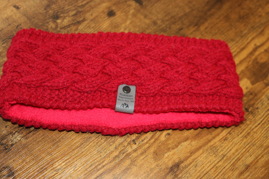 Red Fleece Lined Celtic Cable Headband
