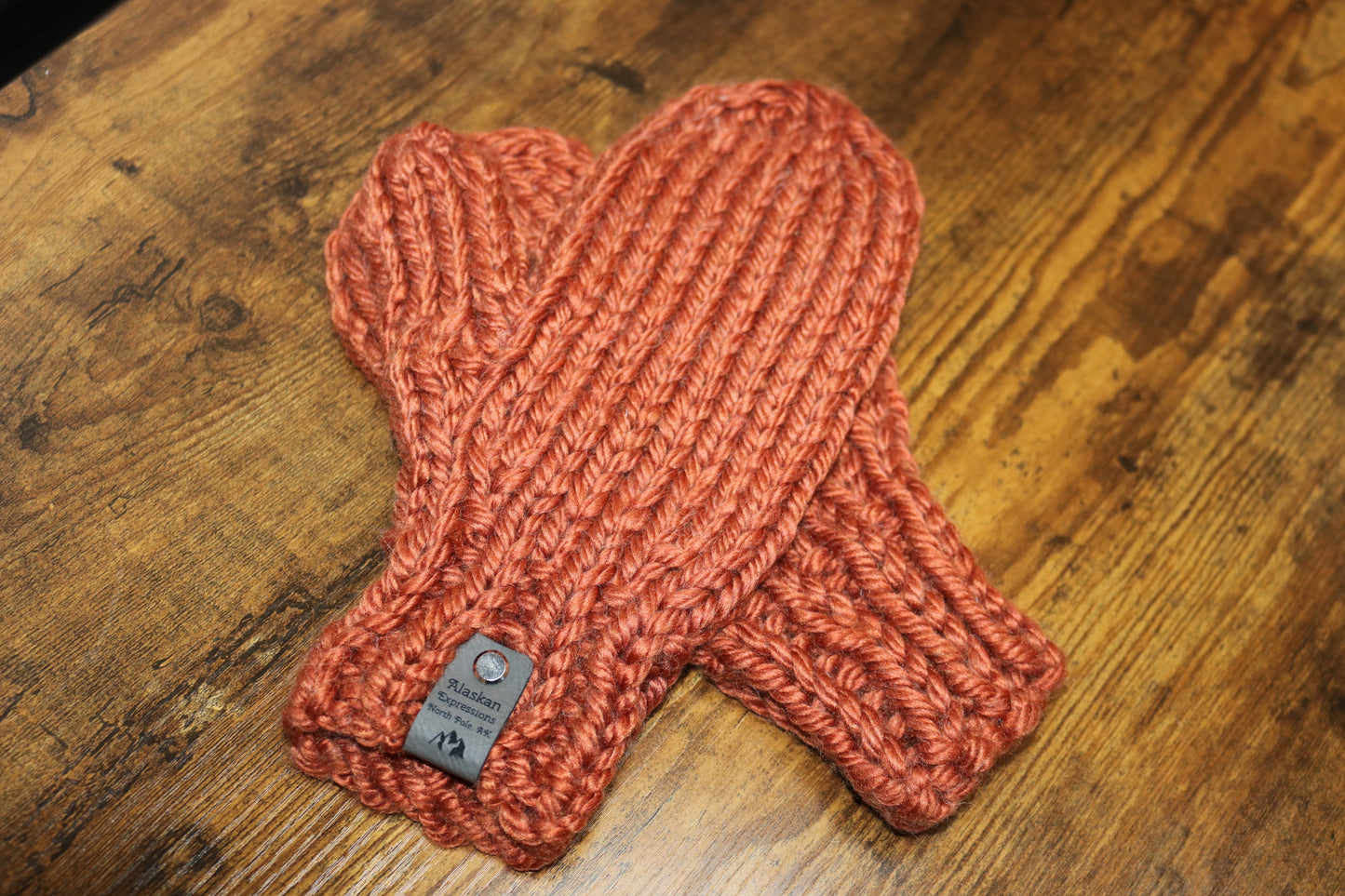 Orange Chunky Knit Mittens