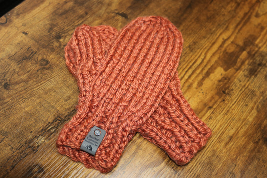 Orange Chunky Knit Mittens