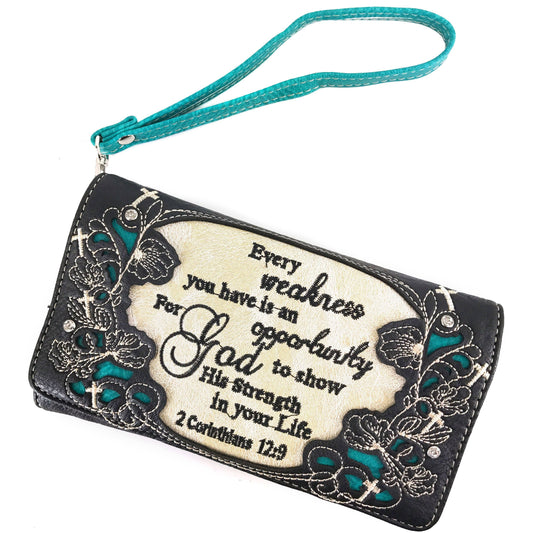 Bible Verse 2 Corinthians Western Women's Wallet: Turquoise