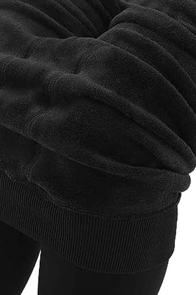 Solid color winter warm fleece lined HW thermal legging pant: Gray