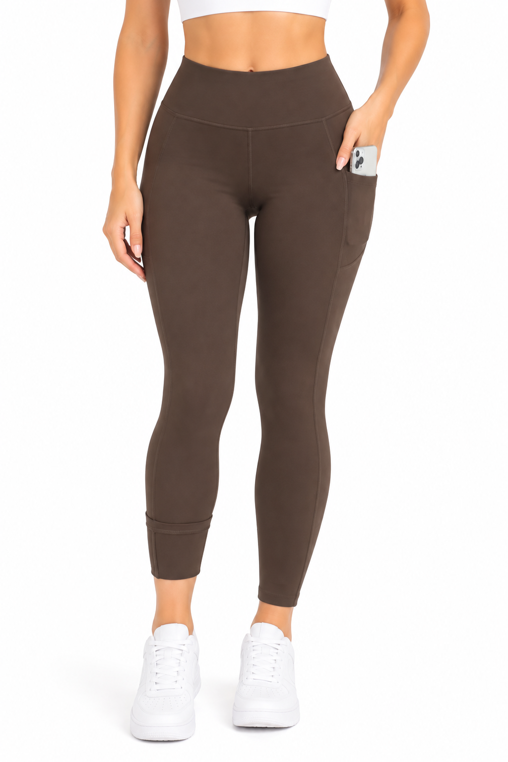 Fleece lined skinny yoga leggings with side pockets : Black