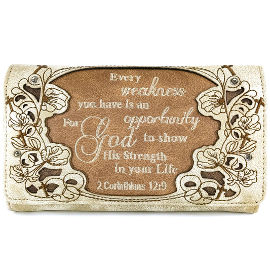Bible Verse 2 Corinthians Western Women's Wallet: Beige