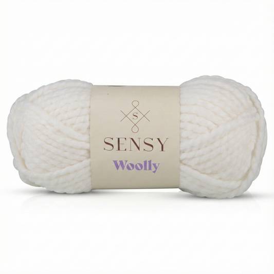 Sensy Woolly Yarn, 3.5 oz, 66 Yards, Gauge 6 Super Bulky: White / 1 Skein