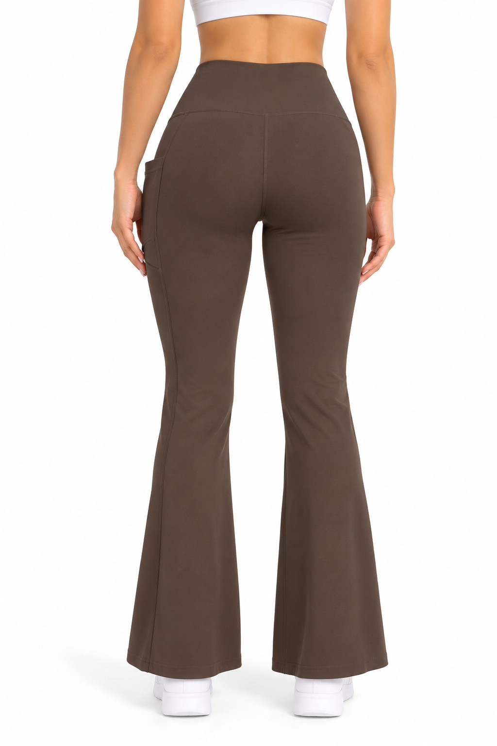 Fleece lined yoga flare leggings with side pockets : Black