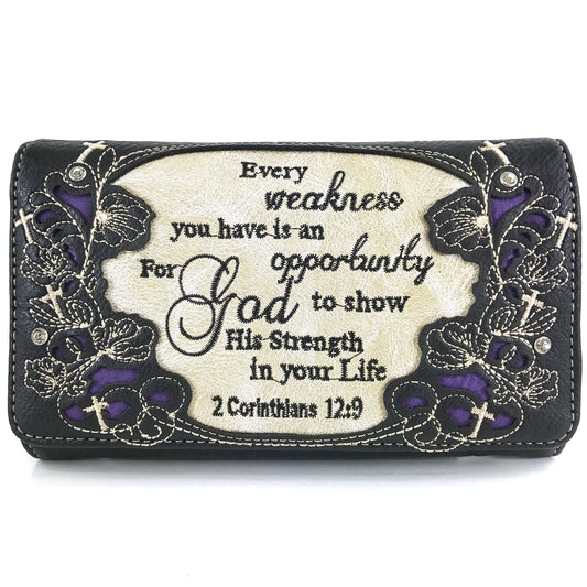 Bible Verse 2 Corinthians Western Women's Wallet: Purple