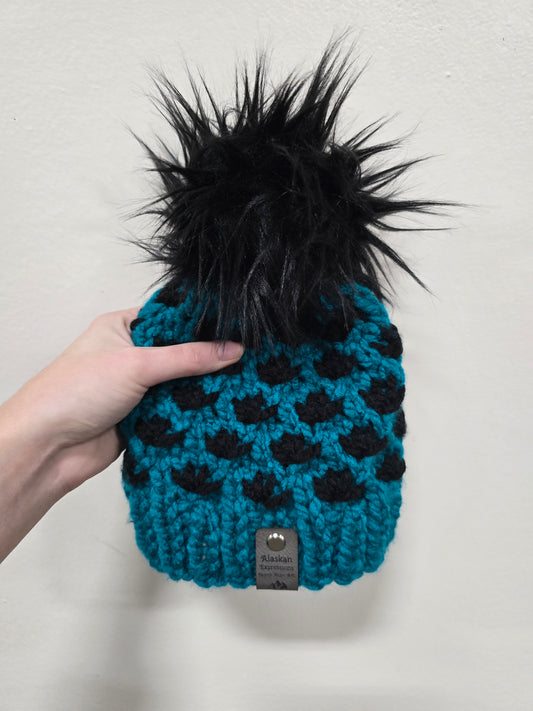 Teal & Black Baby + Toddler Lotus Hats