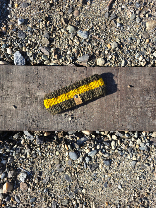 Forest Green & Mustard Yellow Headband (Merino Wool)